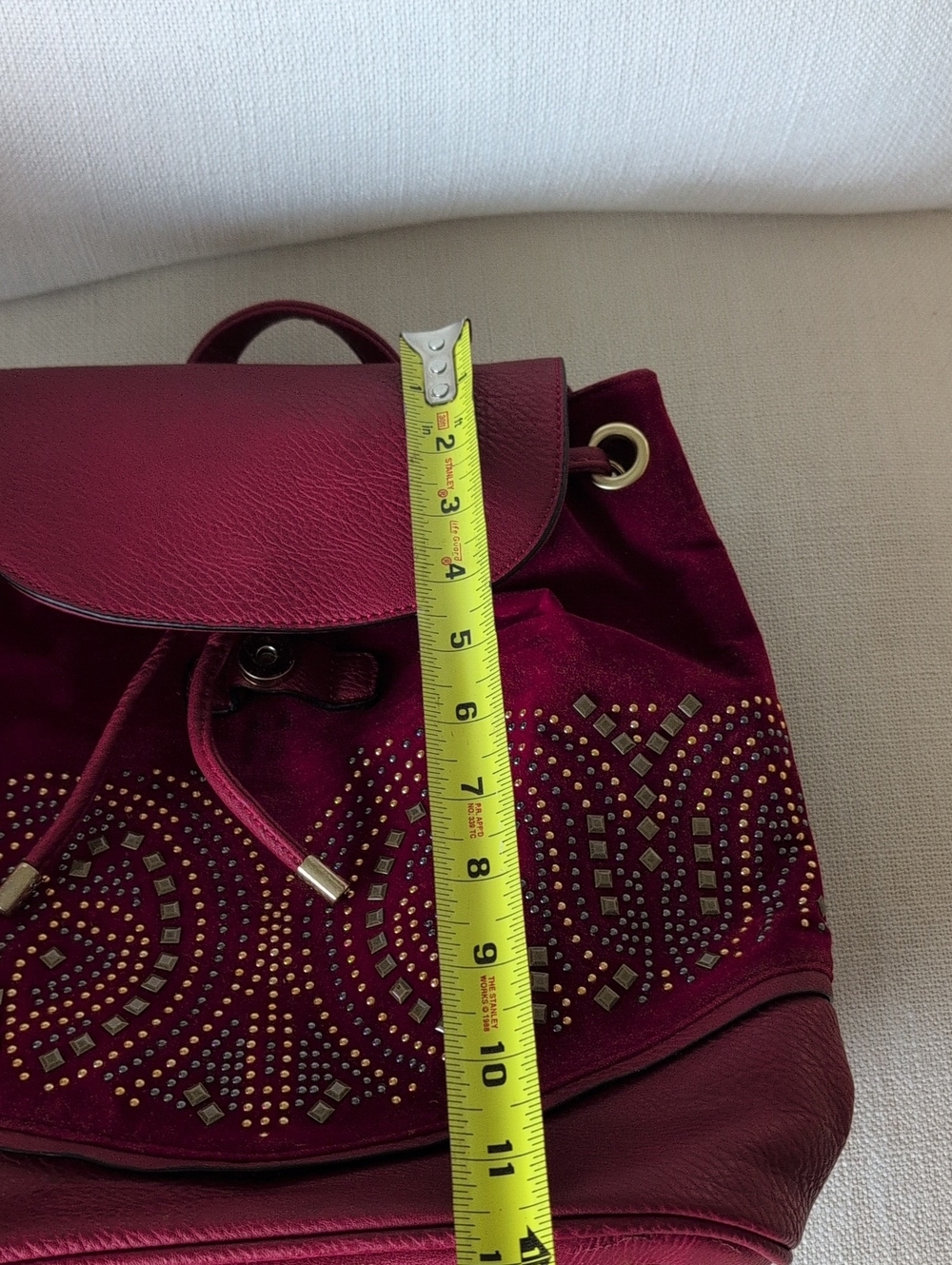NWT Mellow World Vegan Embellished Stud Drawstring Backpack Bag - Picture 9 of 12